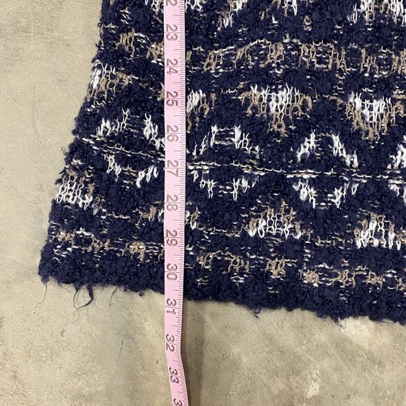 Lucky Brand XS Cardigan Sweater Navy Cream Aztec Open Drape Front Long Sleeve - Picture 7 of 14